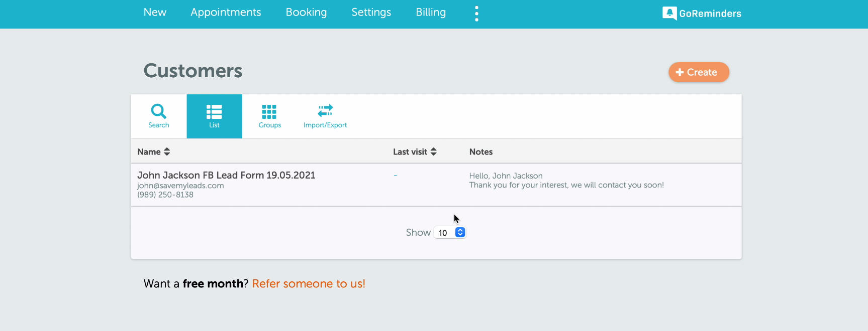 Facebook and GoReminders integration | Communication test result Facebook and GoReminders integration | Communication test result