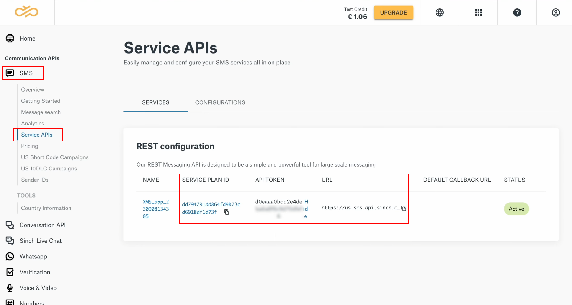 Google Lead Form and Sinch integration | Copy the URL, service plan, and API token in the API section of your Sinch account Google Lead Form and Sinch integration | Copy the URL, service plan, and API token in the API section of your Sinch account