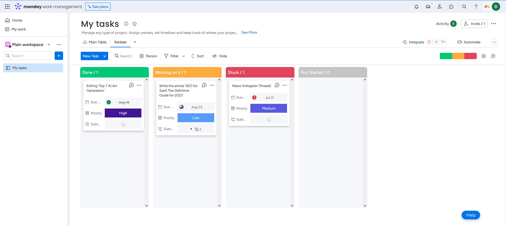 Task priority on Monday.com Task priority on Monday.com