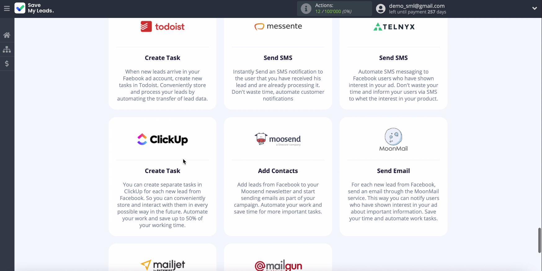 Facebook and ClickUp integration | Select a ready-made template Facebook and ClickUp integration | Select a ready-made template