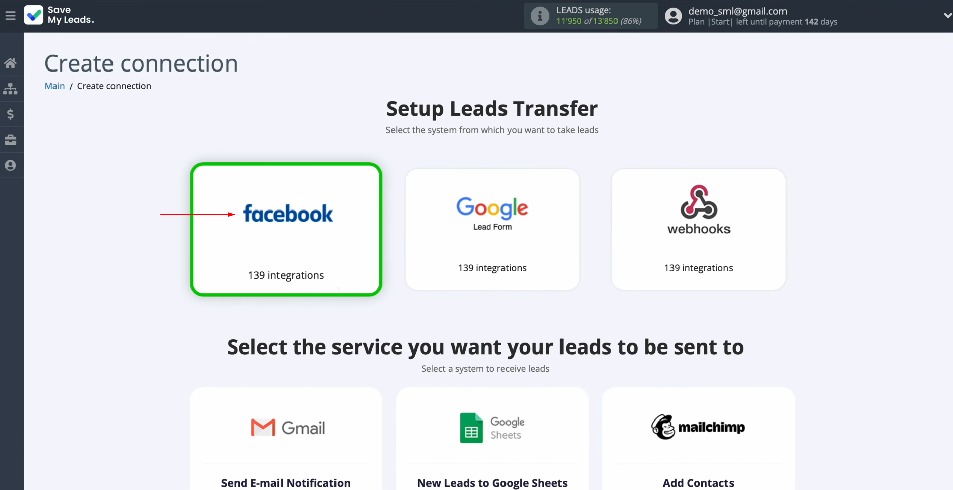 Snov.io and Facebook integration | Select a data source system Snov.io and Facebook integration | Select a data source system