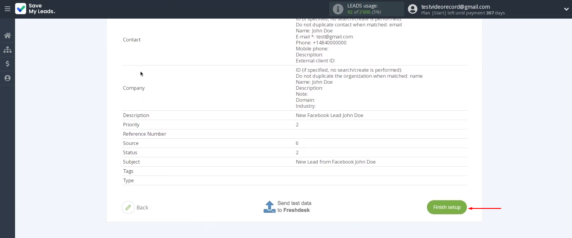 Facebook Lead Ads and Freshdesk integration | Click “Finish setup” Facebook Lead Ads and Freshdesk integration | Click “Finish setup”