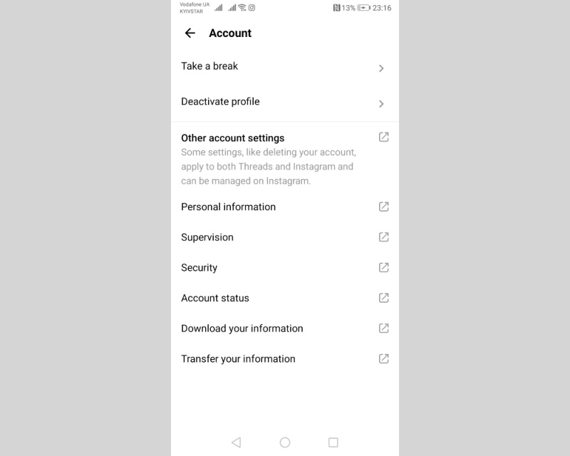Deactivate profile