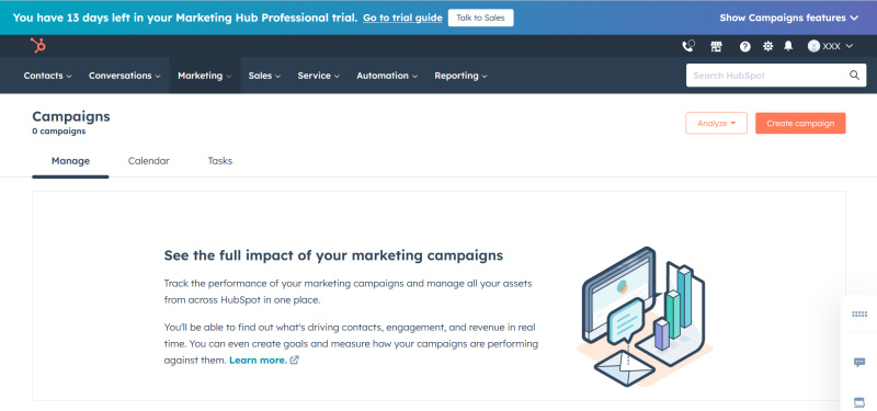 HubSpot's interface