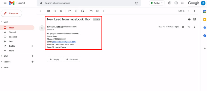 Facebook and Amazon SES integration | Check for a test letter