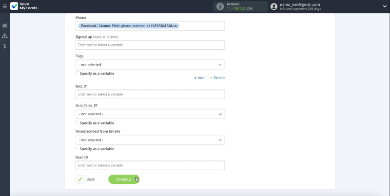 How to Create Intercom Leads from New Facebook Leads | Continue setting