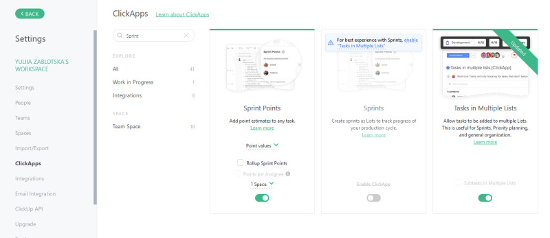 Sprint Points on ClickUp