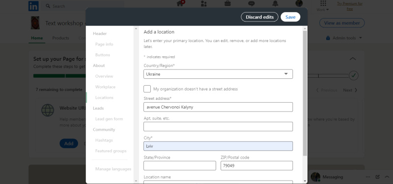 How to Create a Page on LinkedIn | Locations
