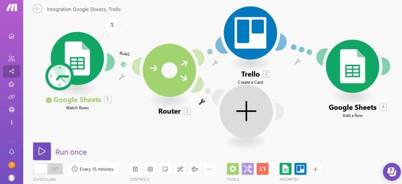 Integromat vs Zapier: comparison | Scenario<br>