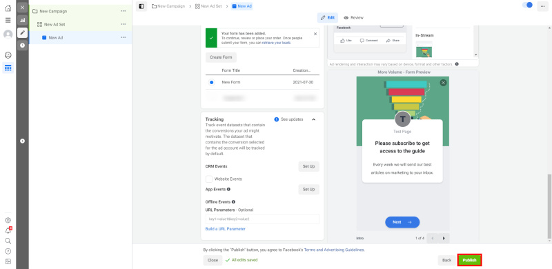 How to Set Up Facebook Lead Form Ads | Publishing a campaign