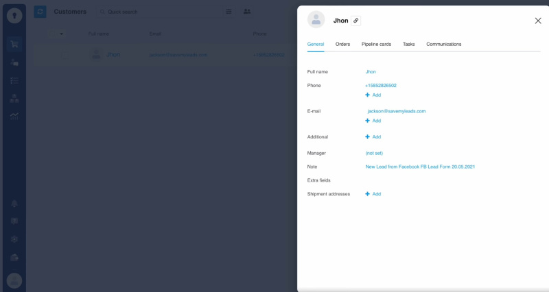 Facebook and KeyCRM integration | Result of connecting