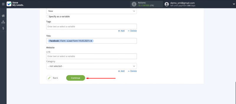 Facebook and Copper integration | Click “Continue”