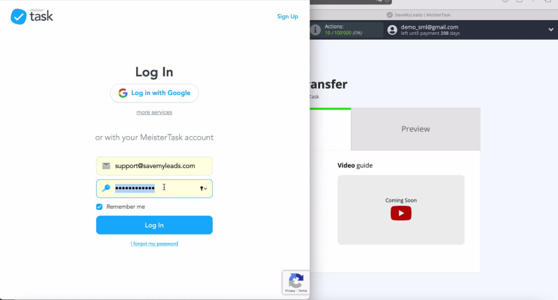 Enter your username and password