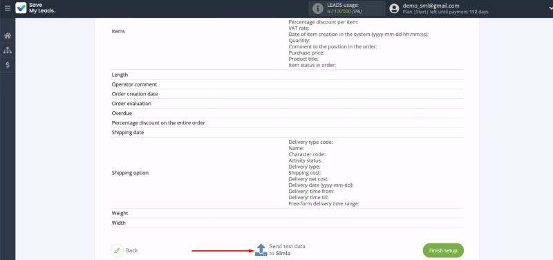 Facebook and Simla integration | Send test data to Simla