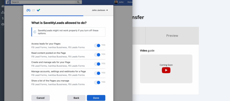 Facebook Lead Ads and Smartsheet integration | Grant permissions
