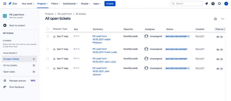 Facebook and Jira Service Desk integration | Requests in Jira