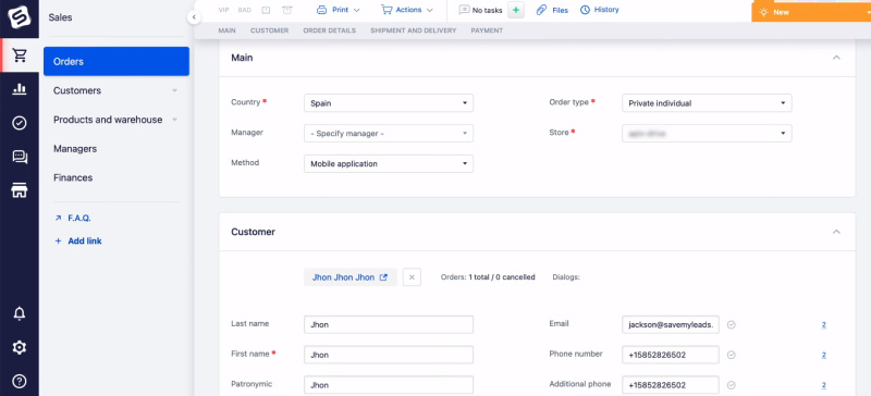 Facebook and Simla&nbsp;integration | The order in Simla