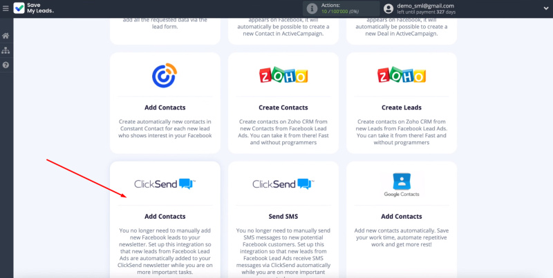 Facebook and ClickSend integration | Choose one of the ready-made templates