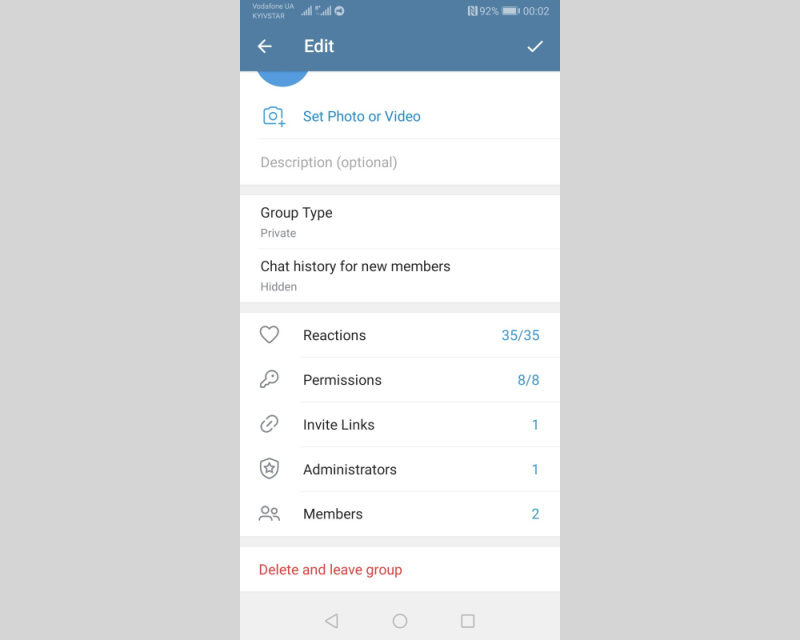 How to create a Telegram group | Delete and leave group