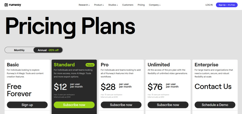 Pricing plans