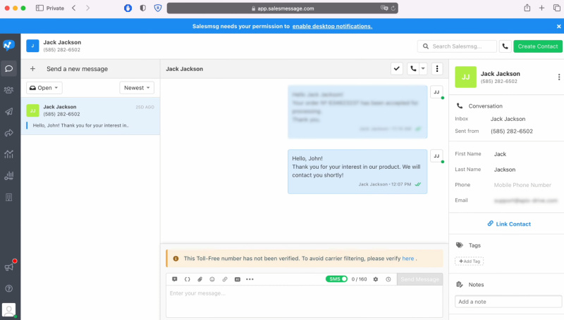 Salesmsg and Facebook integration | Result of connecting platforms
