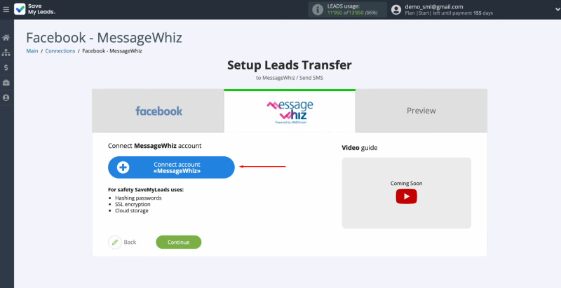 MessageWhiz and Facebook integration | Connect your MessageWhiz account to SaveMyLeads