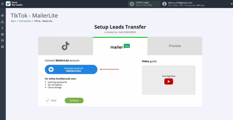MailerLite and TikTok integration | Connect your MailerLite account to SaveMyLeads