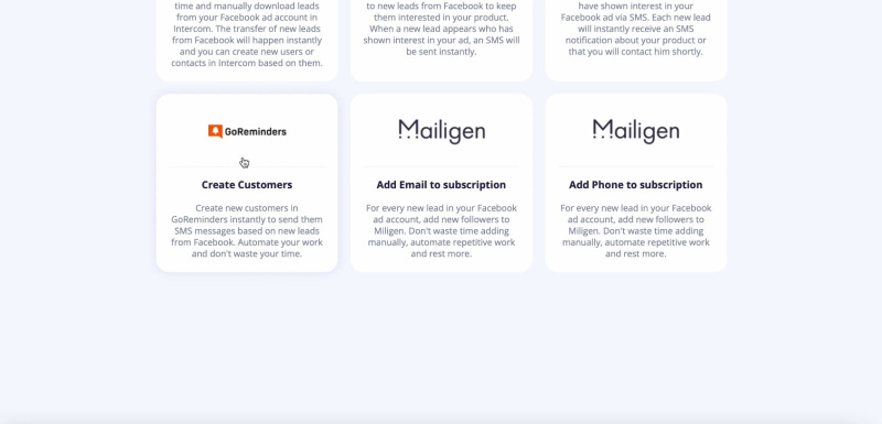 Facebook and GoReminders integration | Select the GoReminders template