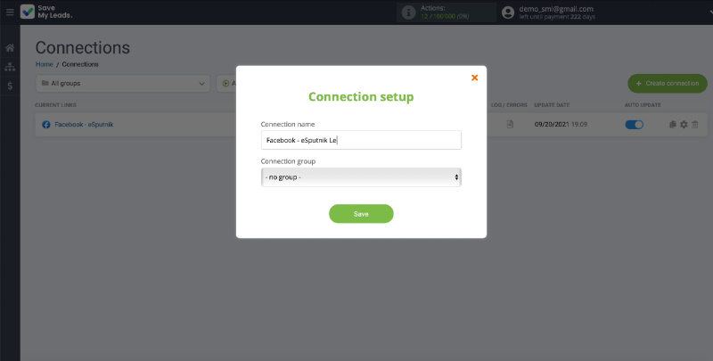 How to Send E-Mail via eSputnik from New Facebook Leads | Change the name of the link