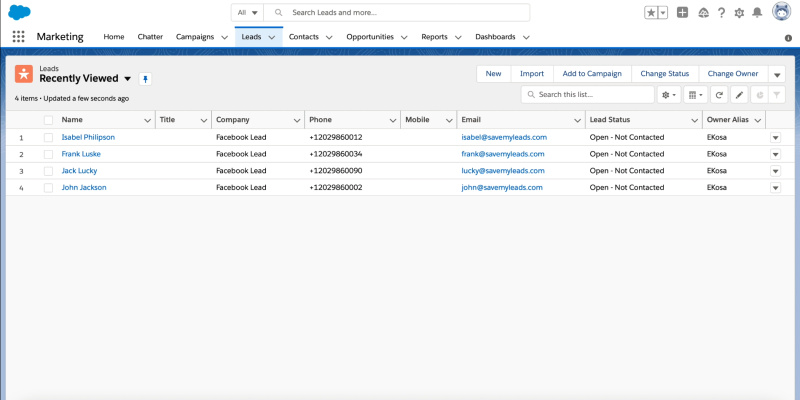 Leads transferred from Facebook to Salesforce by&nbsp;SaveMyLeads