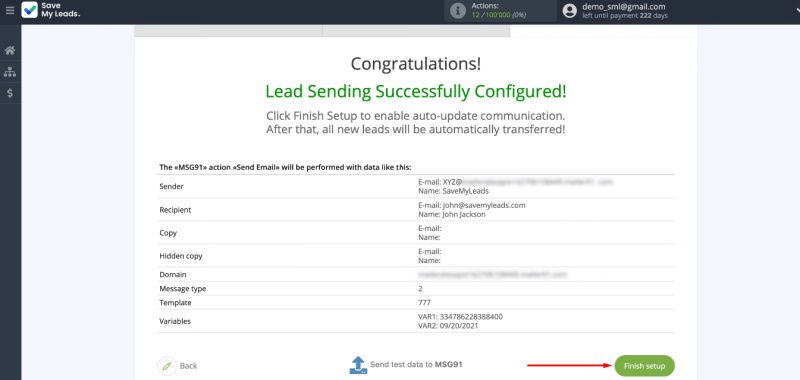 Facebook and MSG91 integration | Finish setup