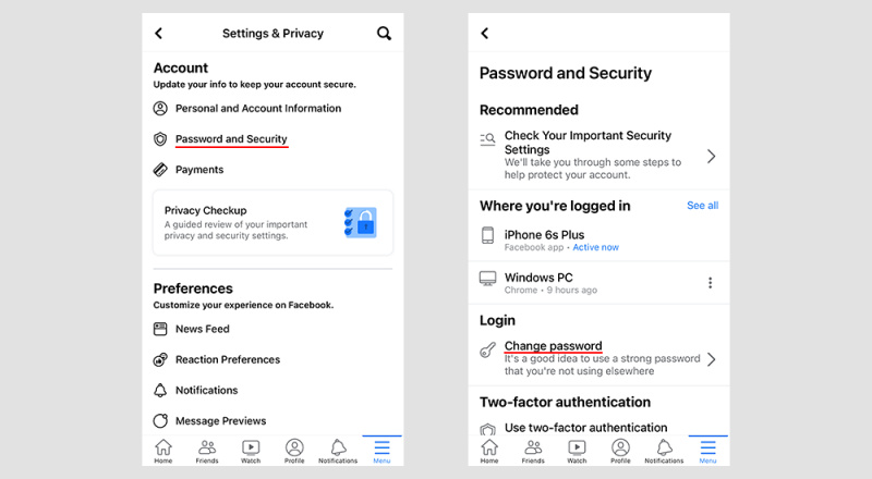 Request password change