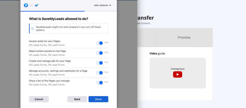 Facebook and Microsoft Dynamics 365 integration | Provide the necessary access