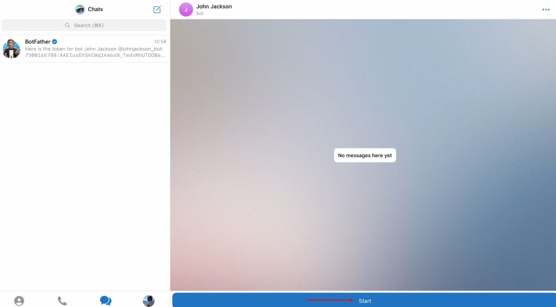 Facebook and Telegram integration | Click “Start”