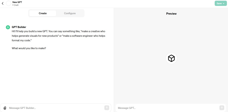 Creating Custom GPTs | GPT Builder window