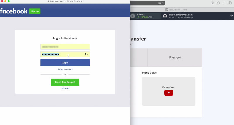 Enter your login and password to your Facebook ad account