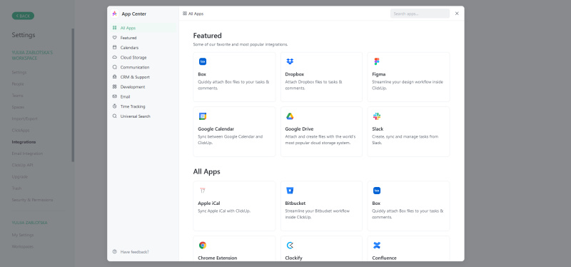 Integrations on&nbsp;ClickUp