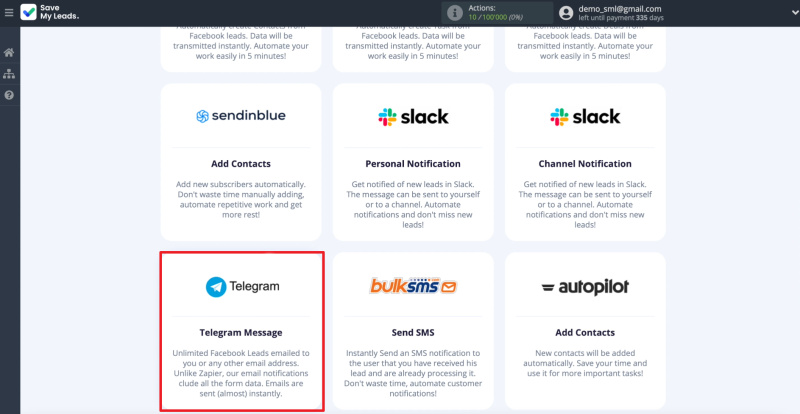 How to set up the upload of new leads from a Facebook advertising account in Telegram | Choosing a template
