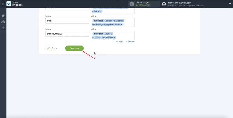 Facebook Leads Ads and Kajabi integration | Click “Continue”