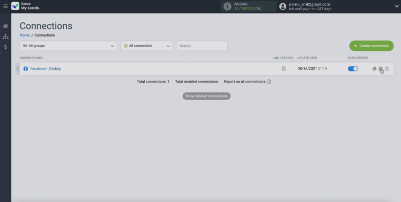 Facebook and ClickUp integration | Change the name of the link in the settings