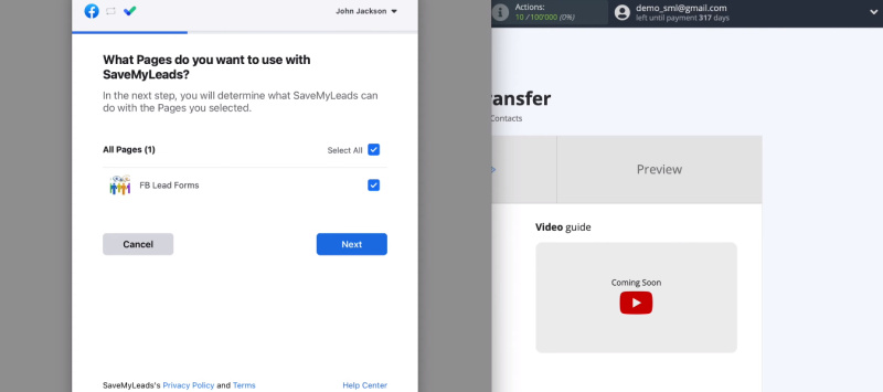 Facebook and ActiveCampaign integration | Select advertising pages