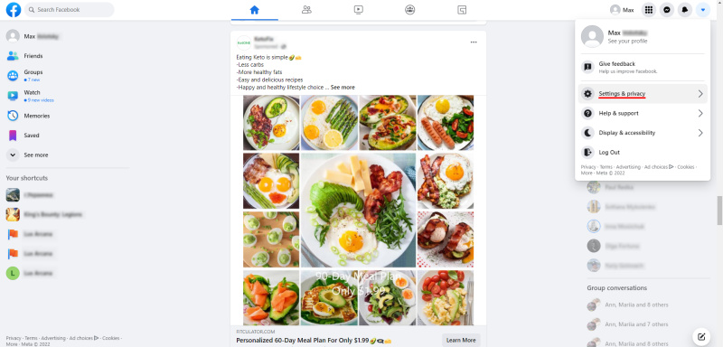 Open Facebook&nbsp;privacy settings
