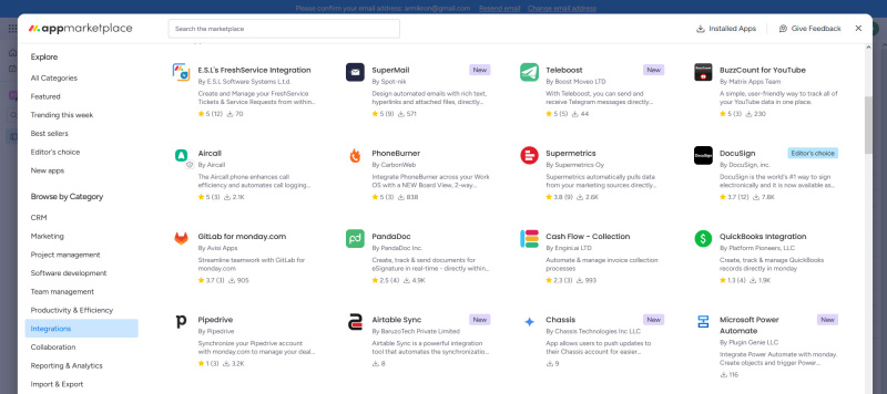 Integrations on Monday.com
