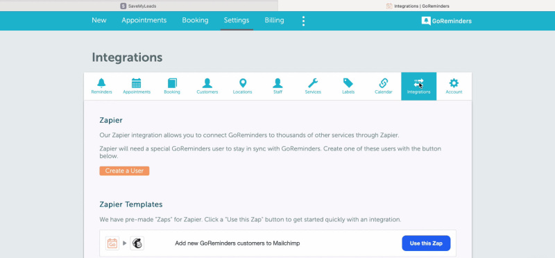 Facebook and GoReminders integration |&nbsp;You need to go to the Integrations section