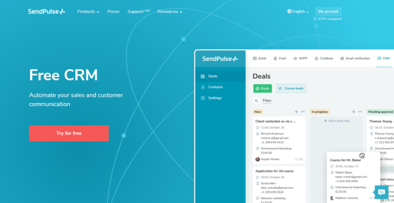 Better CRM for a small enterprise or startup | SendPulse