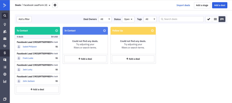 Facebook and ActiveCampaign integration | Deals in&nbsp;ActiveCampaign