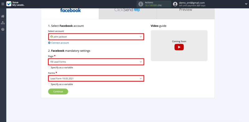 ClickSend and SaveMyLeads integration | Setting up lead uploads