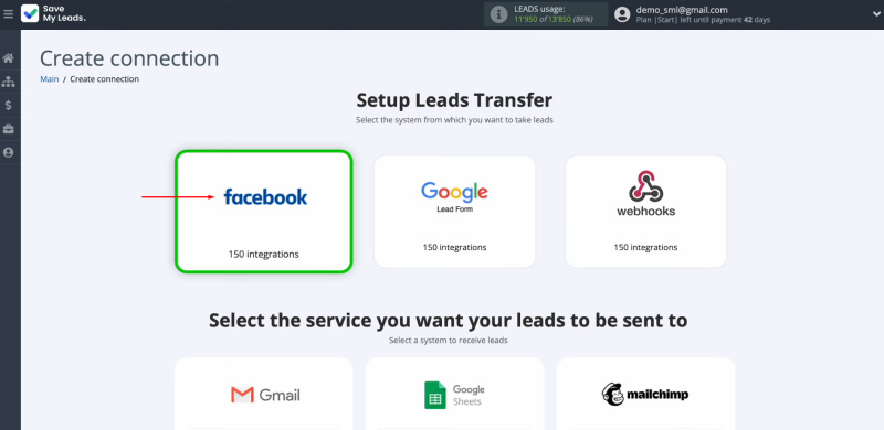 Textmagic and Facebook integration | Select the data source system