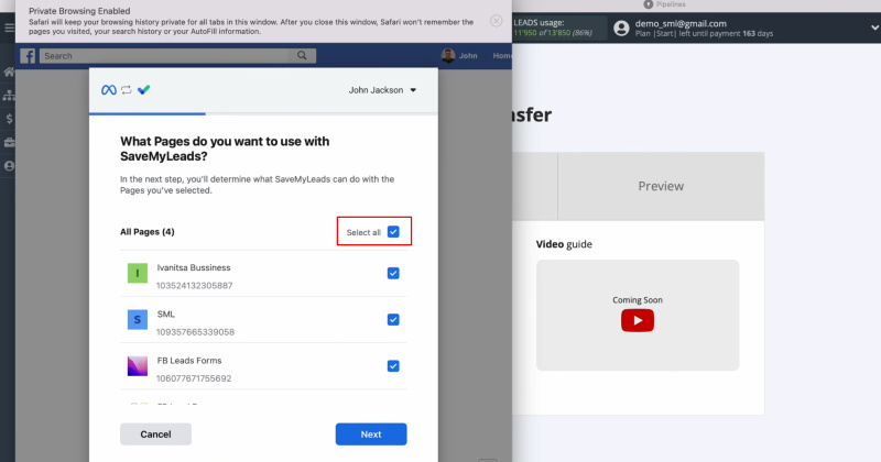 Facebook and KeyCRM integration | Mark all advertising pages