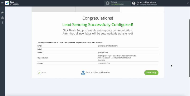 Facebook Leads Ads and Pipedrive CRM integration | Sample Data